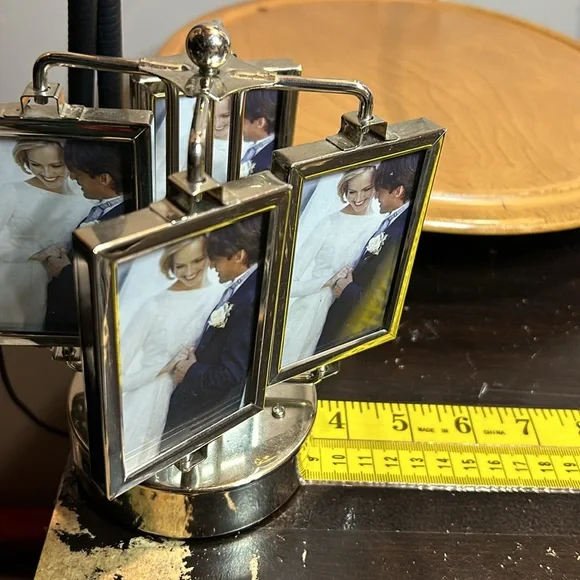 Rotating Silver-Tone Photo Frame Carousel - Silver - Picture 2 of 3